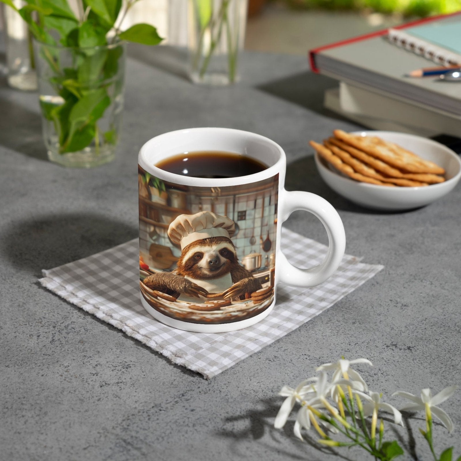 Motivtasse Faultierbäcker zaubert süße Träume in Zeitlupe. - deyoli