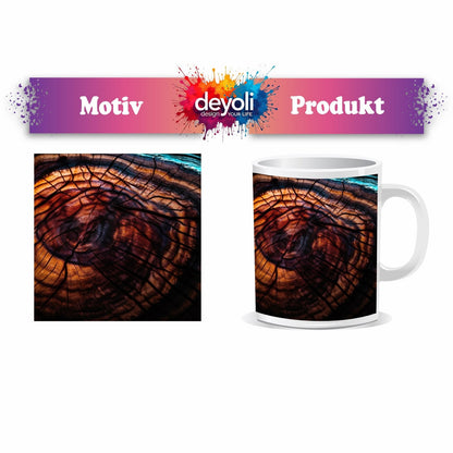 Motivtasse Feurige Maserung – Natur malt in Flammenfarben. - deyoli
