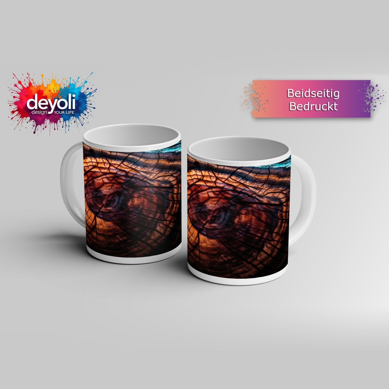 Motivtasse Feurige Maserung – Natur malt in Flammenfarben. - deyoli