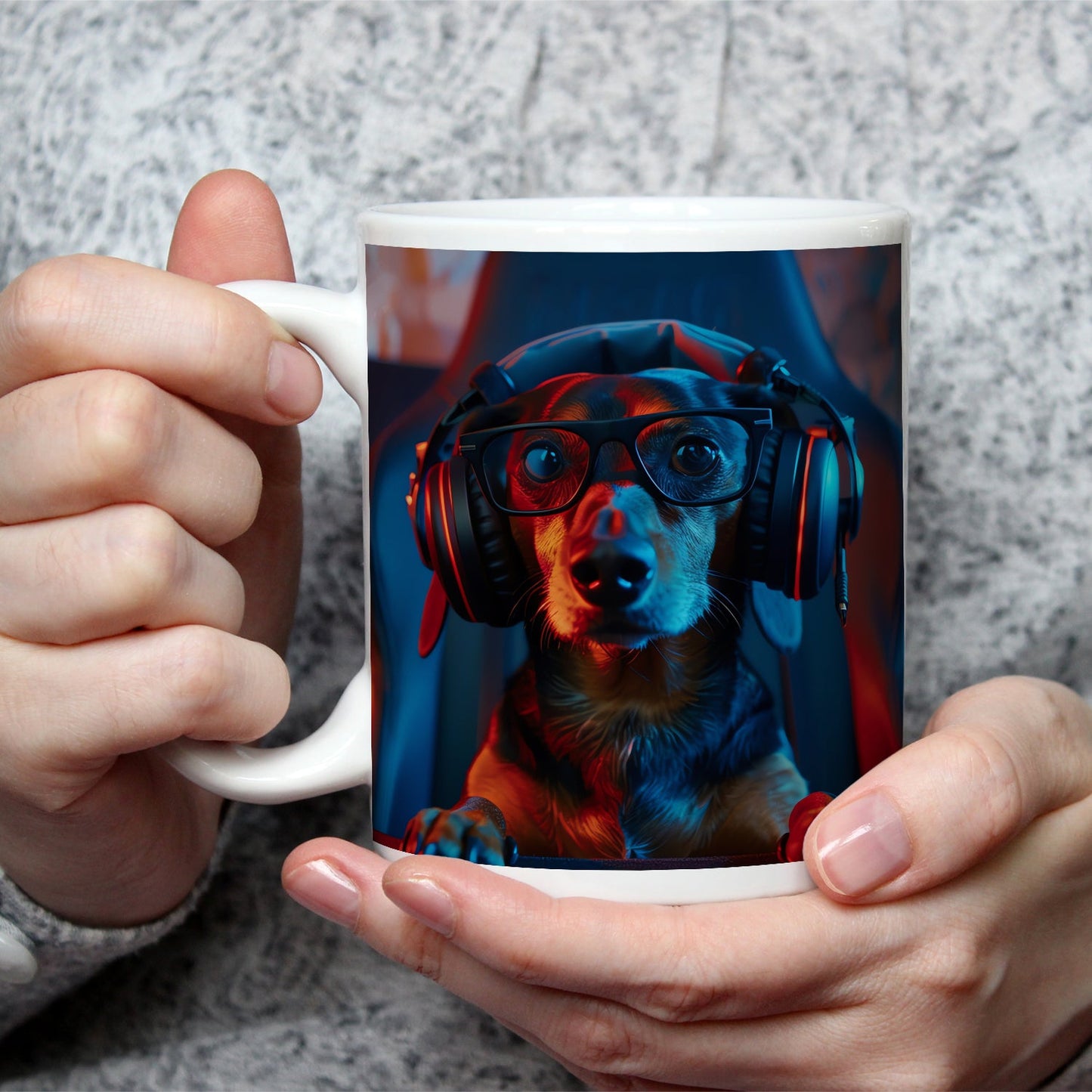 Motivtasse Gamer - Dackel – fokussiert, gestylt, bereit zu siegen. - deyoli