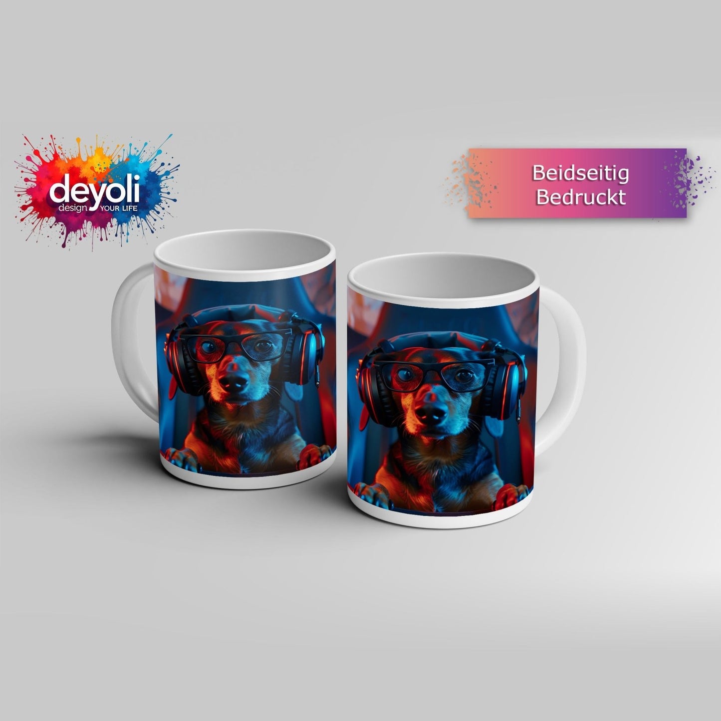 Motivtasse Gamer - Dackel – fokussiert, gestylt, bereit zu siegen. - deyoli