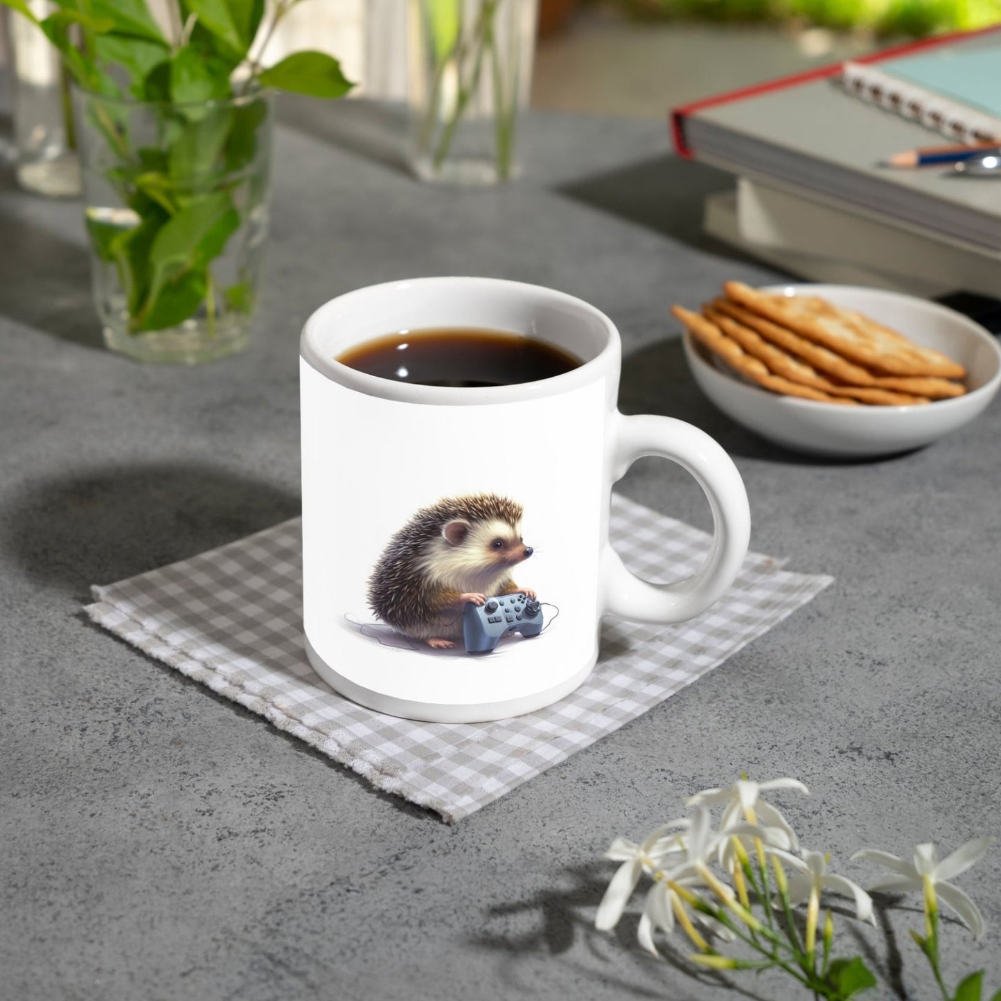 Motivtasse Gamer - Igel – stachlig, fokussiert, controllerfest im Griff. - deyoli