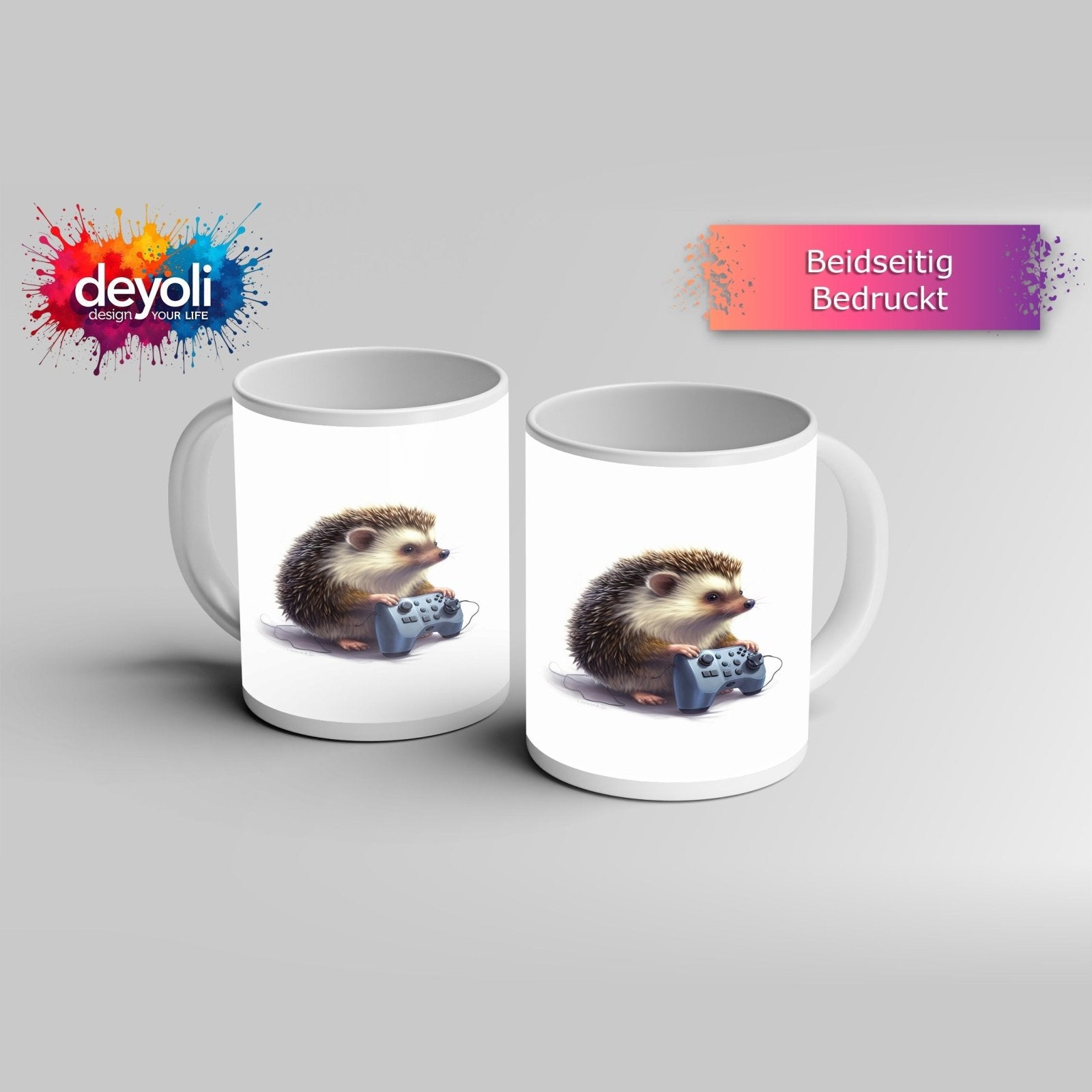 Motivtasse Gamer - Igel – stachlig, fokussiert, controllerfest im Griff. - deyoli