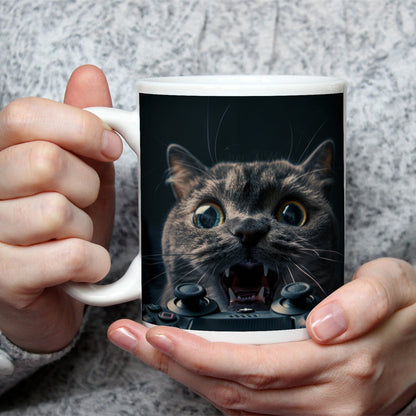 Motivtasse Gamer - Katze im Rage - Modus – Krallen statt Controller. - deyoli