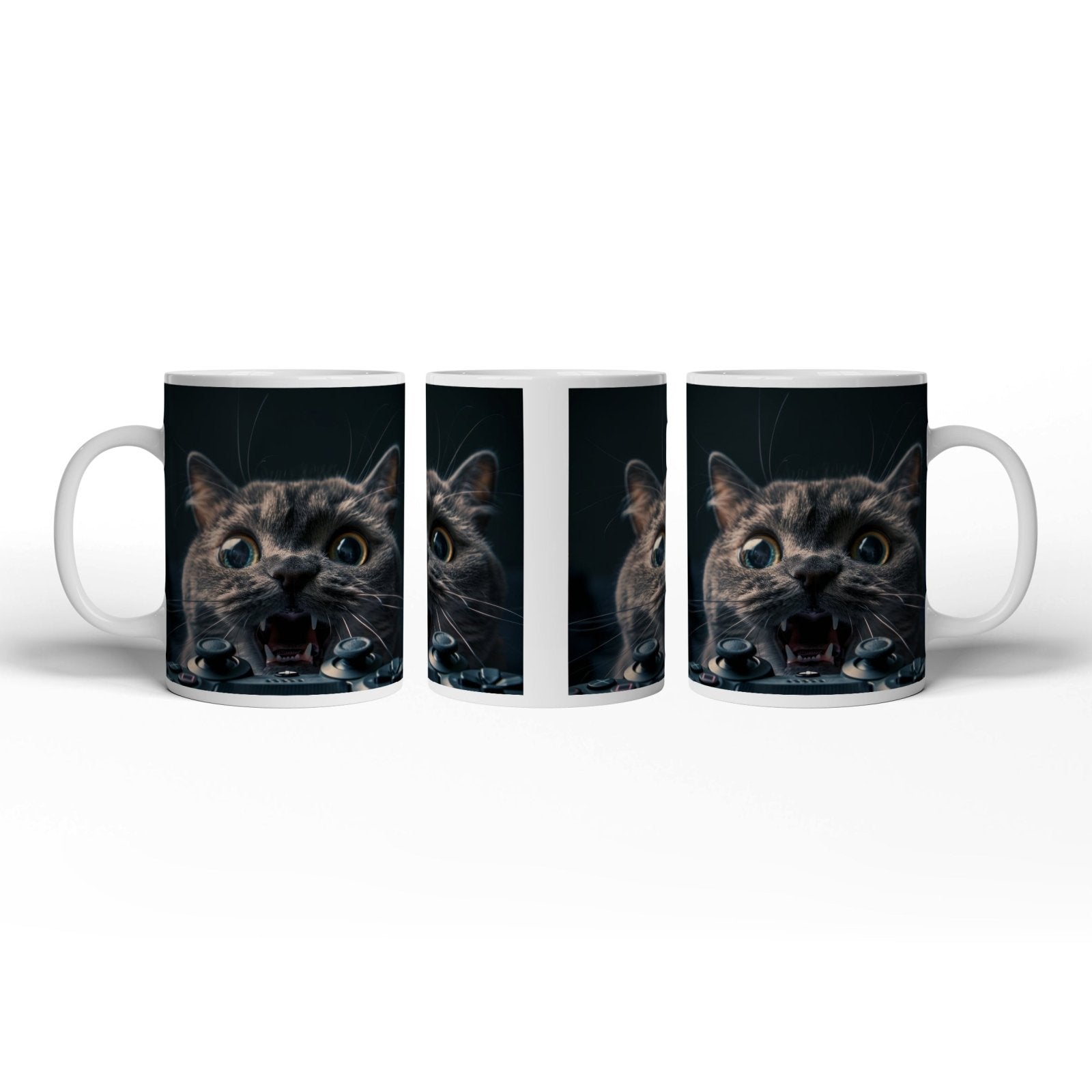 Motivtasse Gamer - Katze im Rage - Modus – Krallen statt Controller. - deyoli