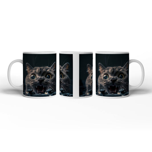 Motivtasse Gamer - Katze im Rage - Modus – Krallen statt Controller. - deyoli