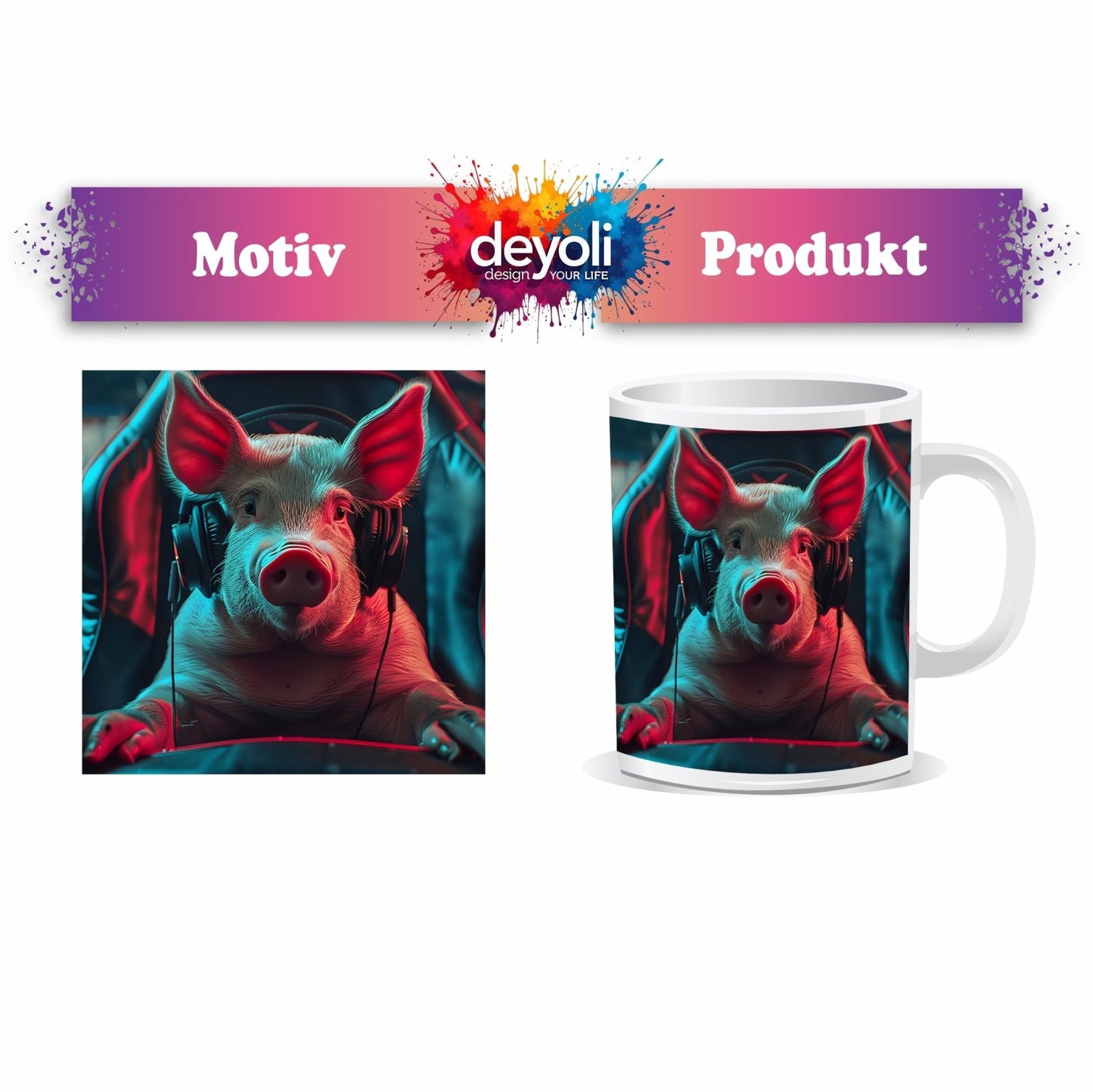 Motivtasse Gamer - Schwein – bereit für das nächste große Match. - deyoli