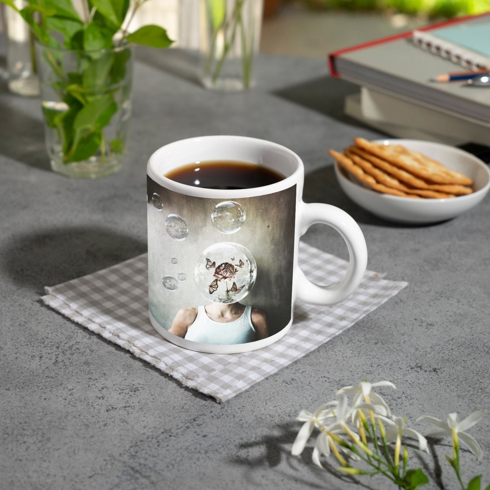 Motivtasse Gedanken wie Seifenblasen – flüchtig, schön, surreal. - deyoli