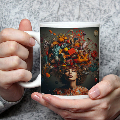 Motivtasse Gedankenchaos als leuchtendes Feuerwerk der Fantasie. - deyoli
