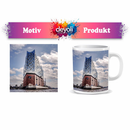 Motivtasse Gläserne Wellen – die Elbphilharmonie am Hafenrand. - deyoli