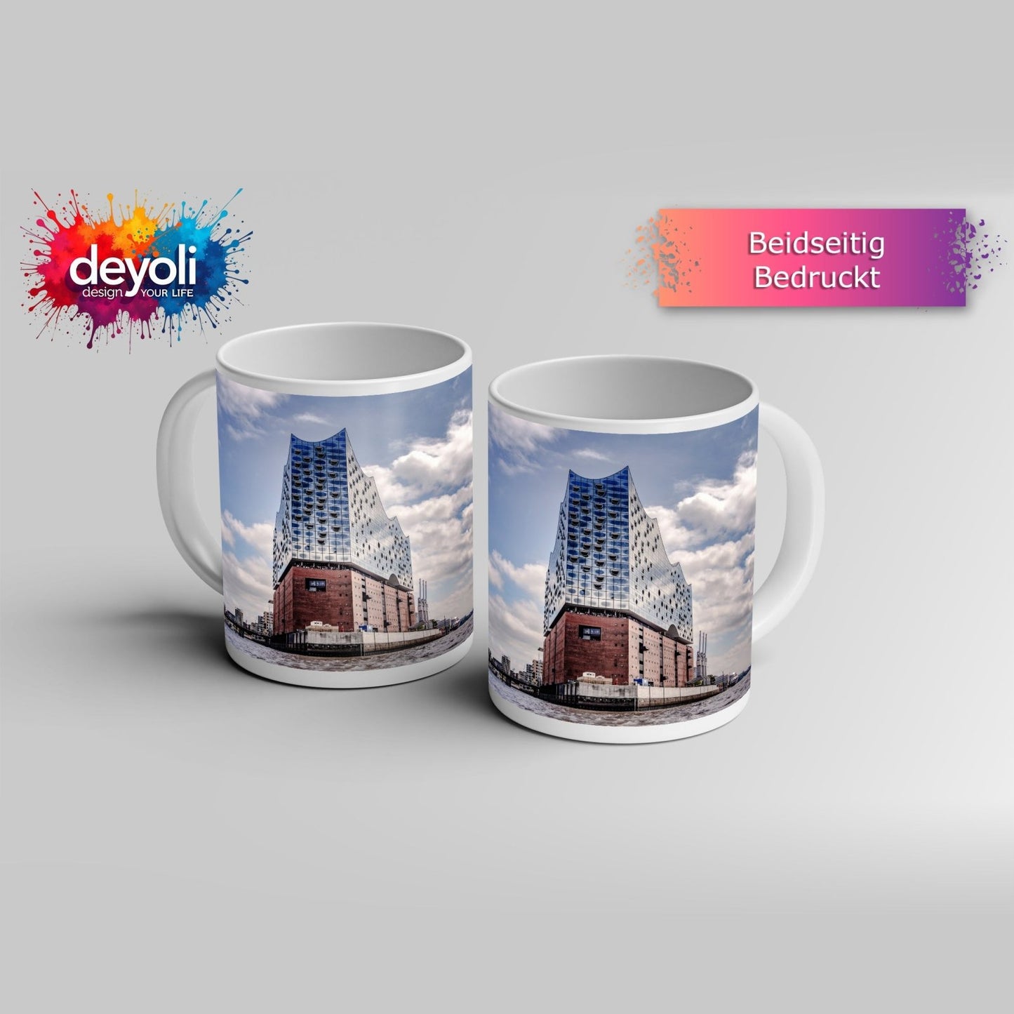 Motivtasse Gläserne Wellen – die Elbphilharmonie am Hafenrand. - deyoli