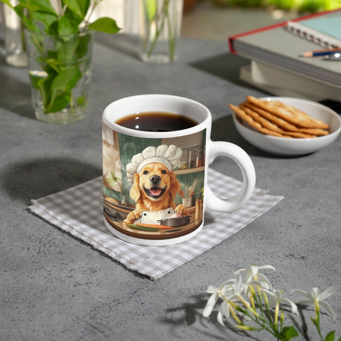 Motivtasse Golden Retriever kocht mit Herz und guter Laune. - deyoli