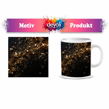Motivtasse Goldene Funken tanzen über samtiges Schwarz. - deyoli