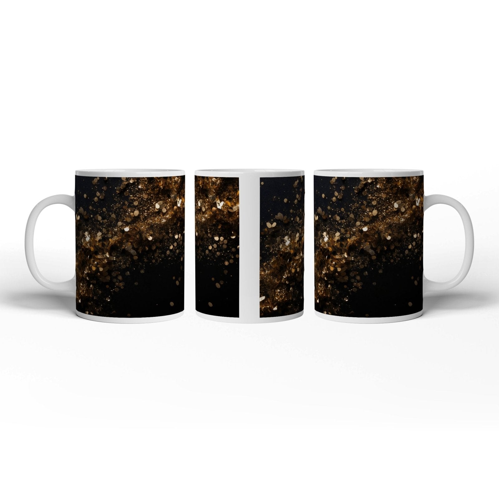 Motivtasse Goldene Funken tanzen über samtiges Schwarz. - deyoli