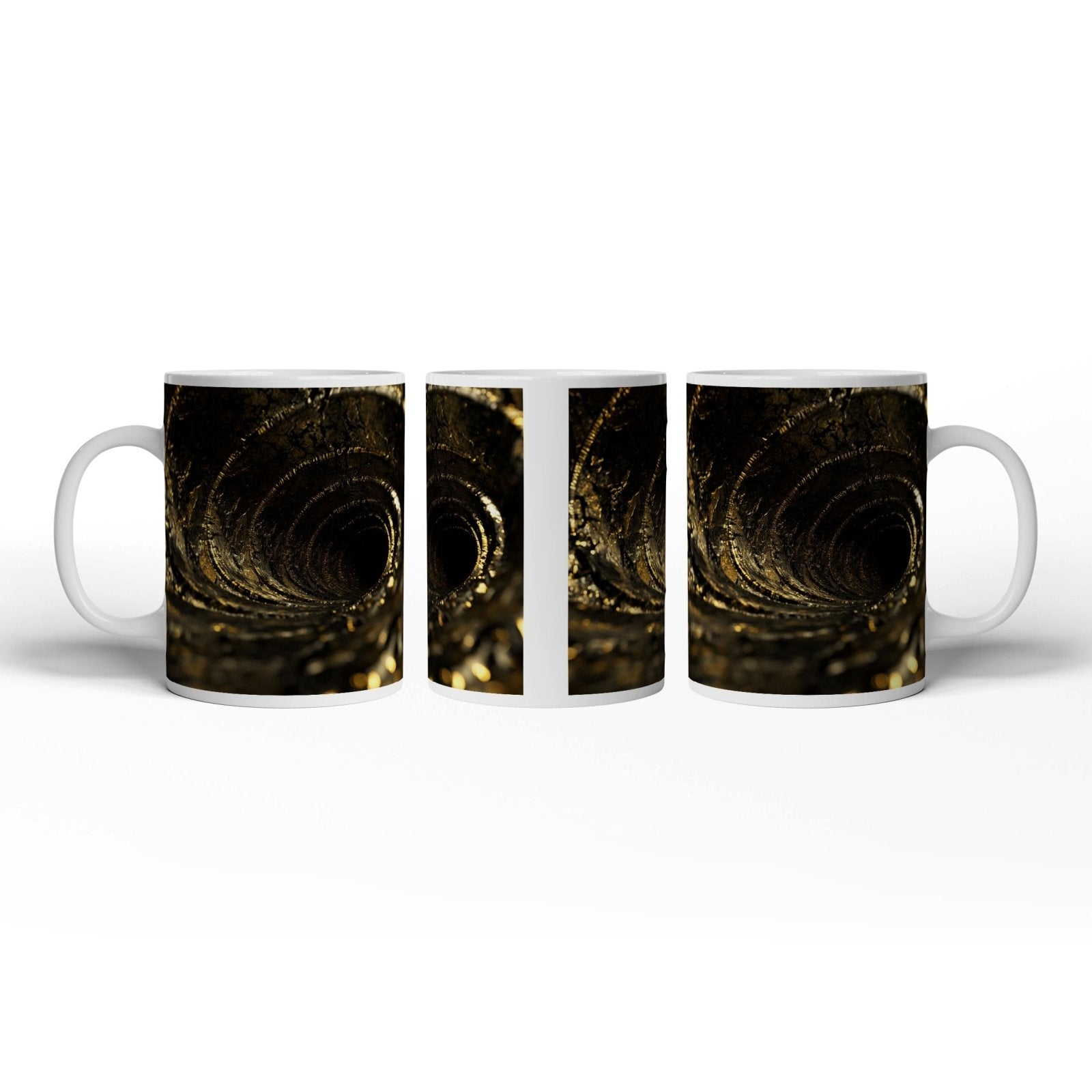 Motivtasse Goldene Spirale – der Abgrund flüstert in Glanz. - deyoli