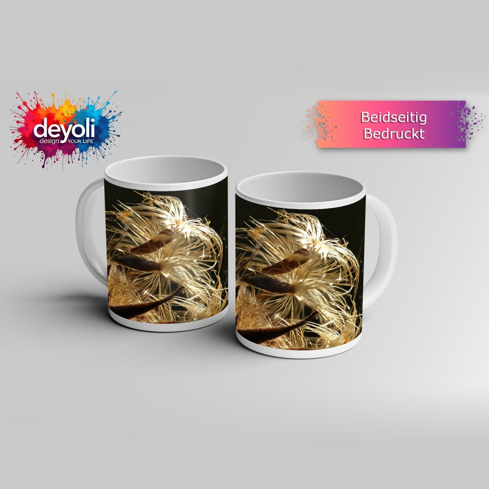 Motivtasse Goldener Flaum im Licht – zartes Spiel der Natur. - deyoli