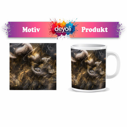 Motivtasse Goldner Nebel wirbelt durch das Dunkel der Träume. - deyoli