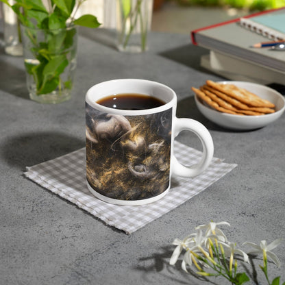 Motivtasse Goldner Nebel wirbelt durch das Dunkel der Träume. - deyoli