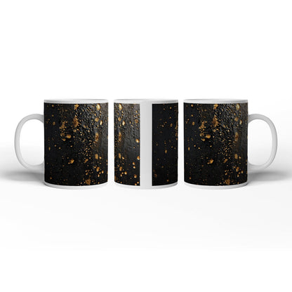 Motivtasse Goldtropfen tanzen auf samtiger Schwarznis. - deyoli
