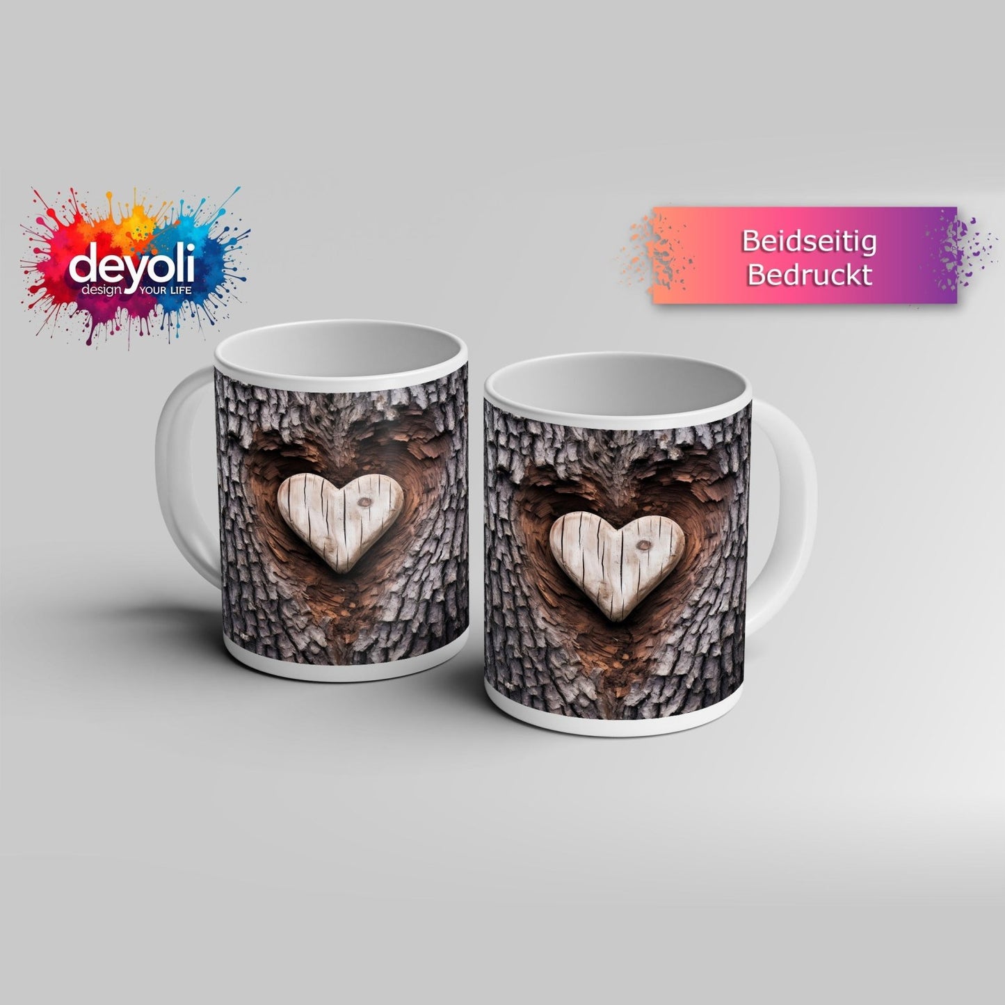Motivtasse Handwerk der Natur – geschnitzte Liebe im Baumherz. - deyoli
