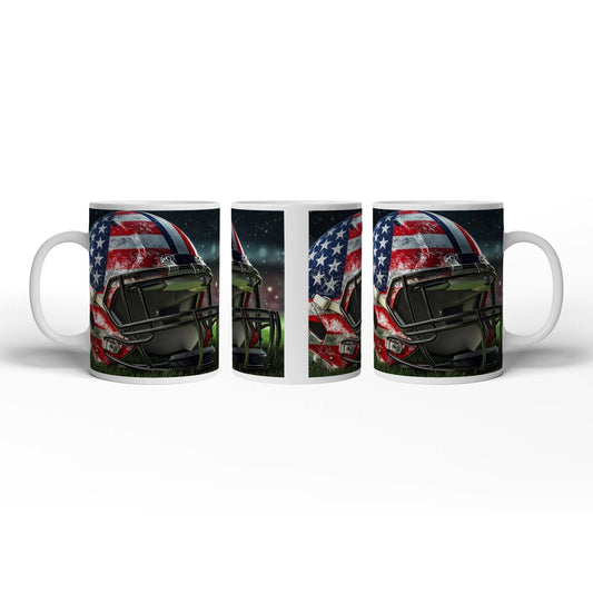 Motivtasse Helm in Sternenbanner – Symbol der Kraft auf grünem Feld. - deyoli