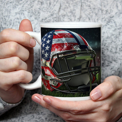 Motivtasse Helm in Sternenbanner – Symbol der Kraft auf grünem Feld. - deyoli