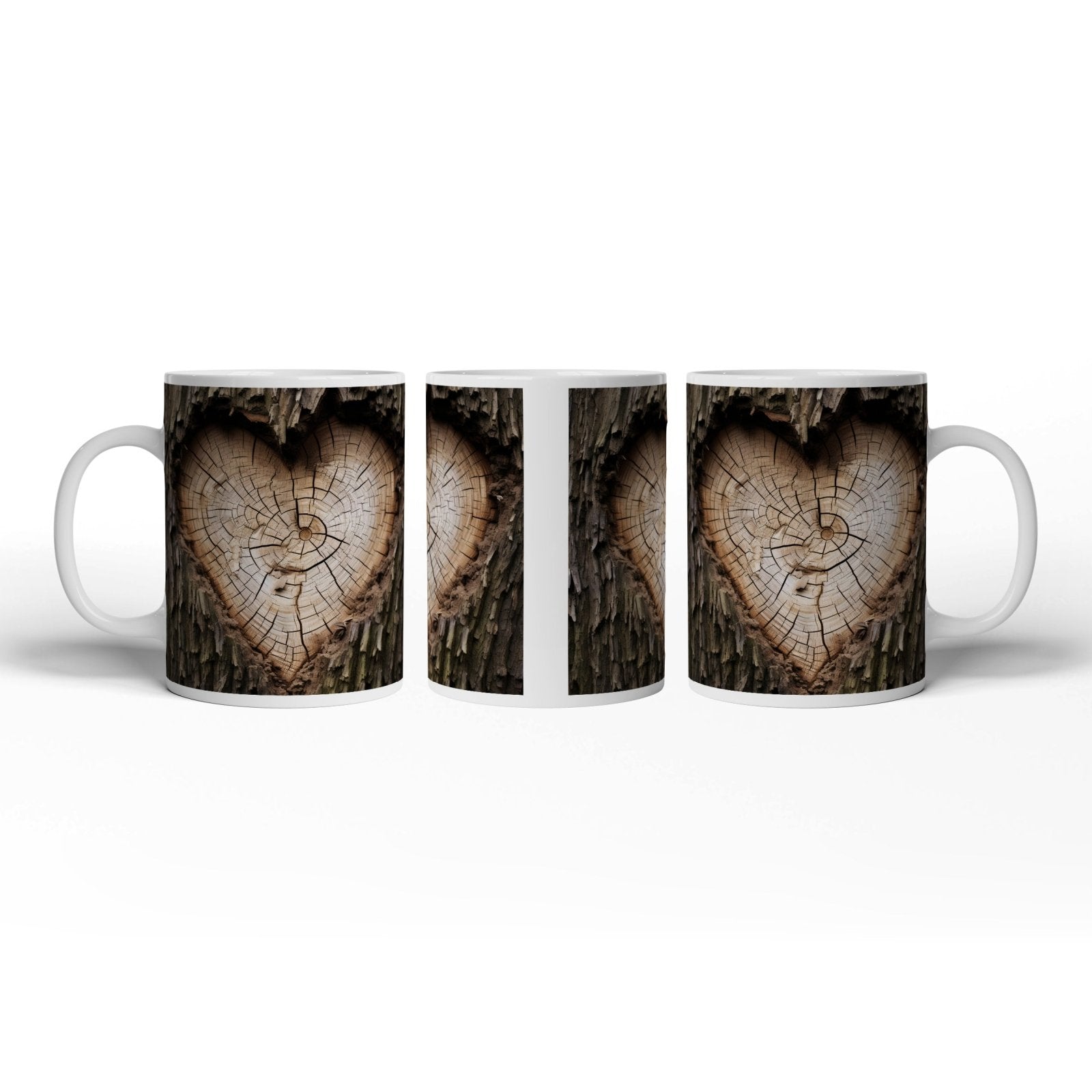 Motivtasse Herz aus Holz – verborgen im Kern des alten Baumes. - deyoli