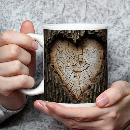 Motivtasse Herz aus Holz – verborgen im Kern des alten Baumes. - deyoli