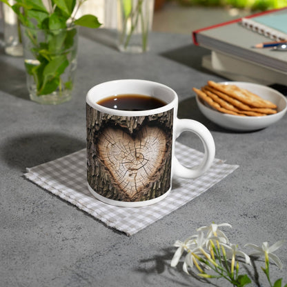 Motivtasse Herz aus Holz – verborgen im Kern des alten Baumes. - deyoli