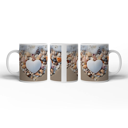 Motivtasse Herz aus Muscheln – Liebe trifft Meeresrauschen. - deyoli