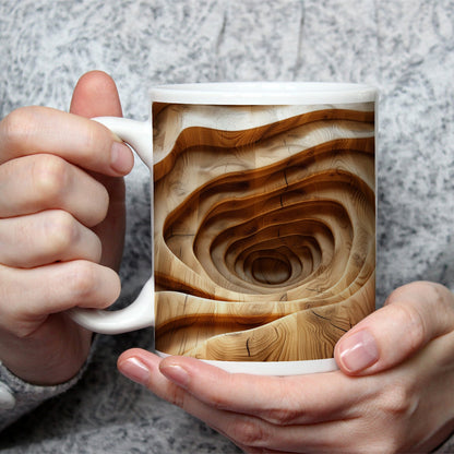 Motivtasse Holzlandschaft mit spiralförmiger Tiefe – sanft und geheimnisvoll. - deyoli
