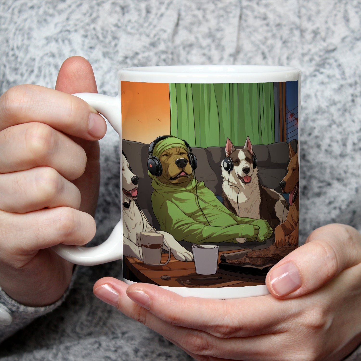 Motivtasse Hundeclique im Gaming - Fieber – Headsets, Snacks, Teamgeist. - deyoli