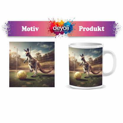 Motivtasse Känguru am Ball – Dynamik trifft Spielfreude. - deyoli