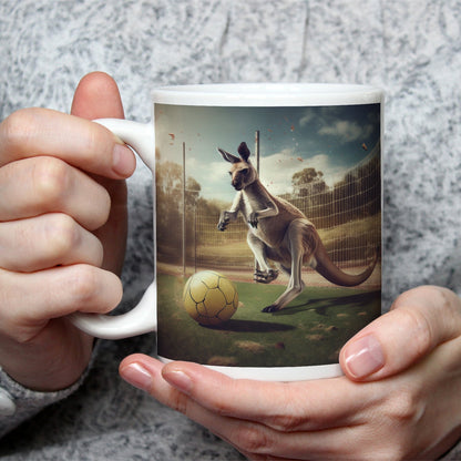 Motivtasse Känguru am Ball – Dynamik trifft Spielfreude. - deyoli