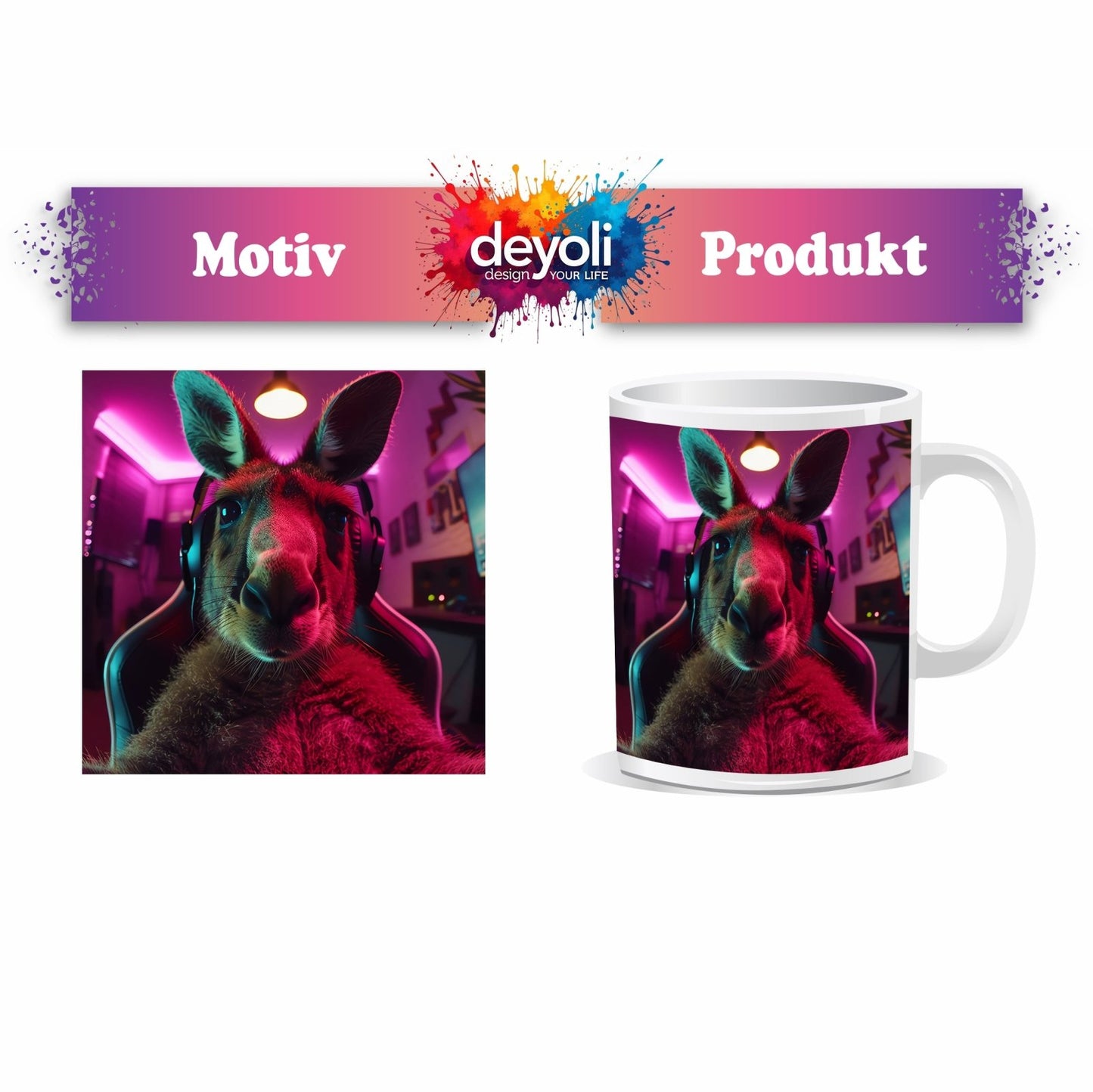 Motivtasse Känguru - Zock – bereit für jedes virtuelle Rennen. - deyoli