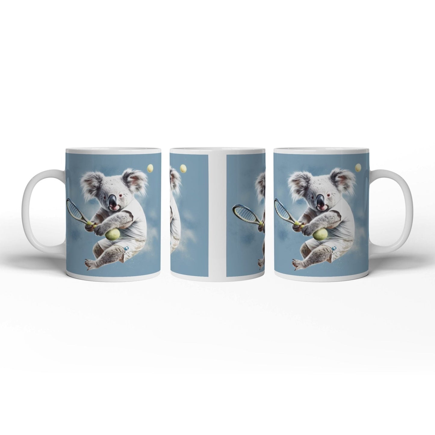Motivtasse Koala am Court – flauschig, flink und fokussiert. - deyoli