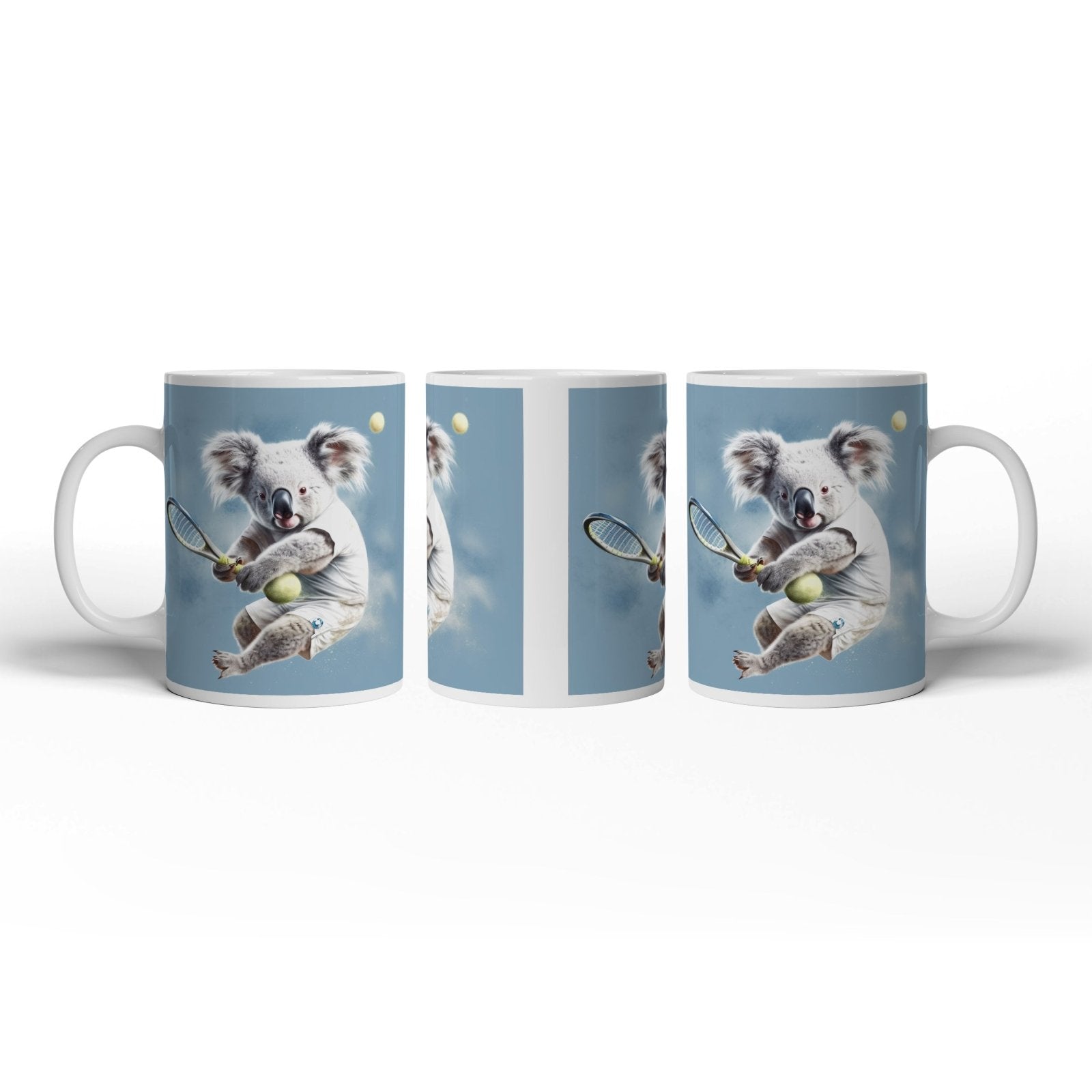 Motivtasse Koala am Court – flauschig, flink und fokussiert. - deyoli