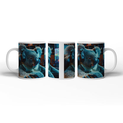 Motivtasse Koala - Gamer – konzentriert am Controller im Neonlicht. - deyoli