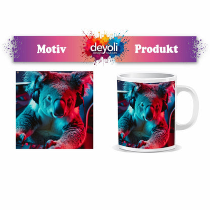 Motivtasse Koala im Fokus – Gaming ist hier kein Spiel, sondern Kunst. - deyoli