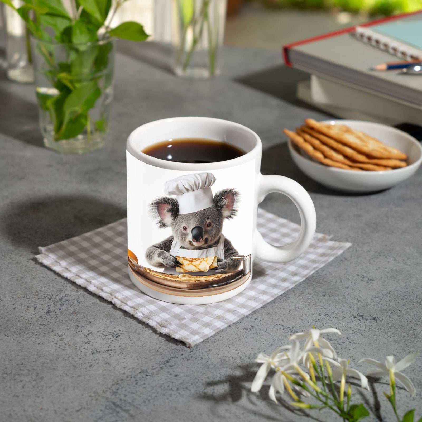 Motivtasse Koala - Koch zaubert Pfannkuchen mit Liebe und Präzision. - deyoli