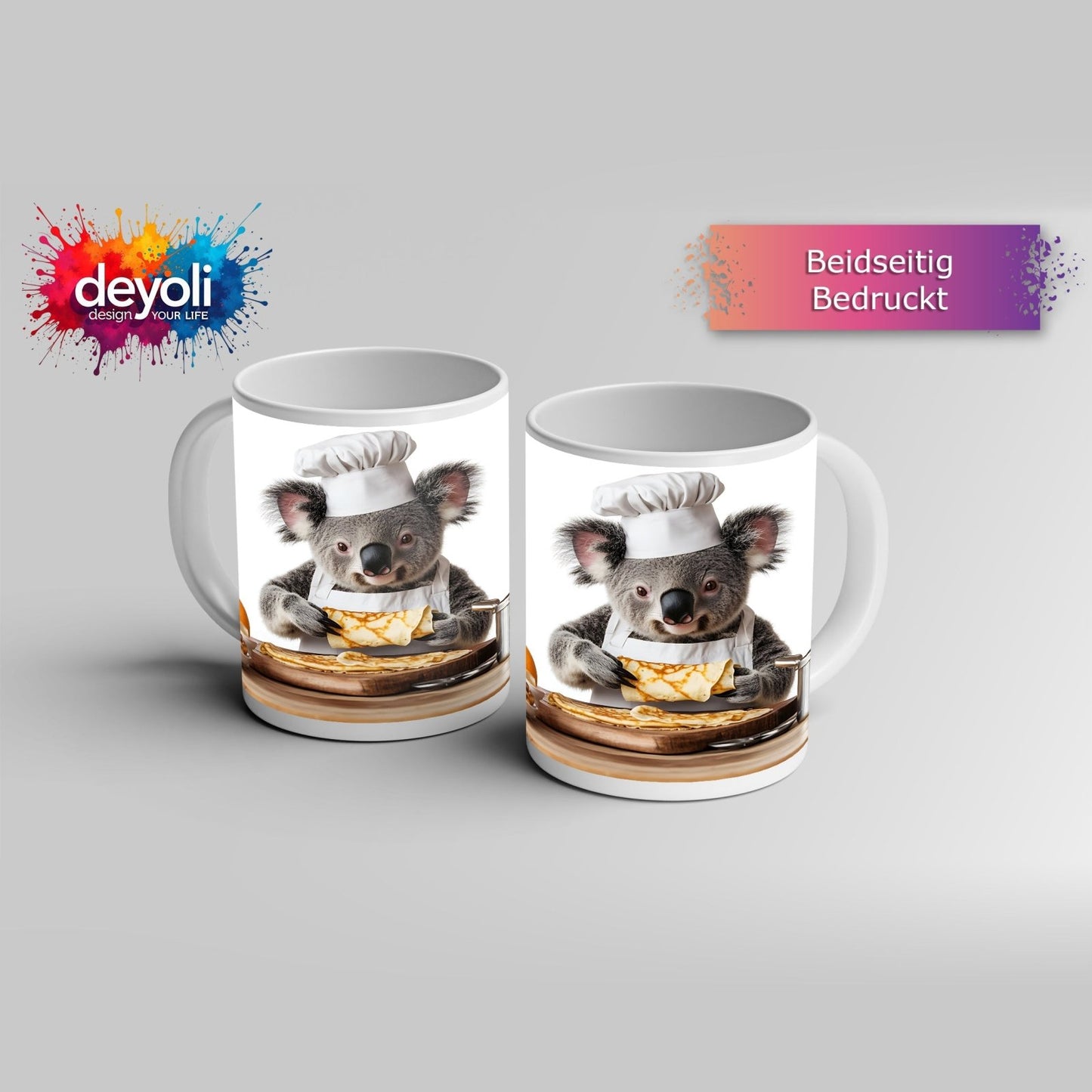 Motivtasse Koala - Koch zaubert Pfannkuchen mit Liebe und Präzision. - deyoli