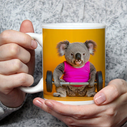 Motivtasse Koala - Power – flauschig stark mit Hantel und Stil. - deyoli