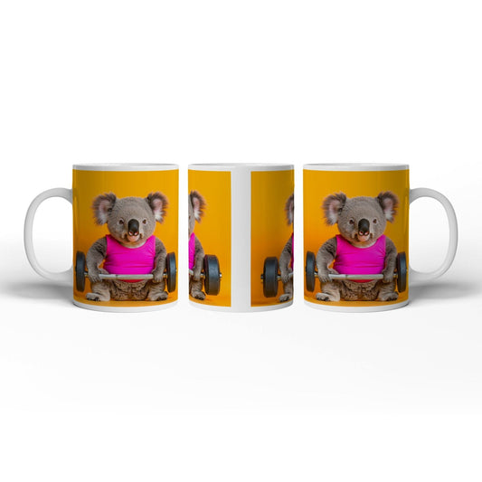 Motivtasse Koala - Power – flauschig stark mit Hantel und Stil. - deyoli