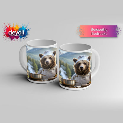 Motivtasse Kochbär in den Bergen – Natur trifft auf feine Küche. - deyoli