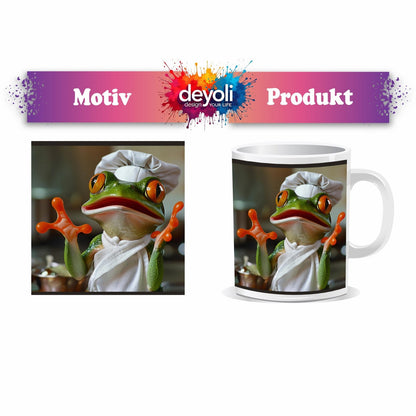 Motivtasse Kochender Frosch in Aktion – ein Sprung ins Aroma. - deyoli