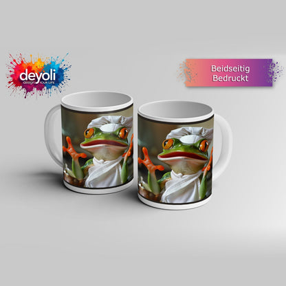 Motivtasse Kochender Frosch in Aktion – ein Sprung ins Aroma. - deyoli