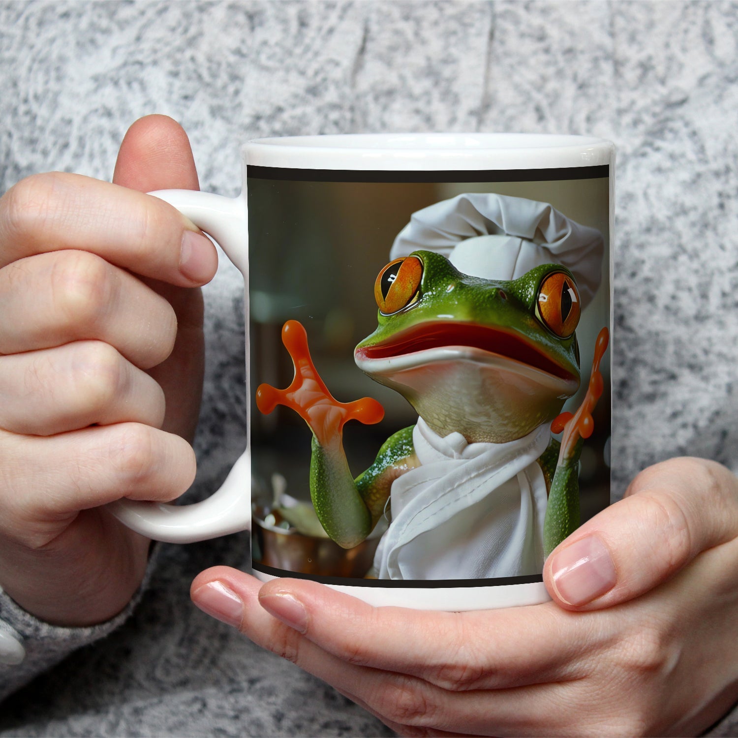 Motivtasse Kochender Frosch in Aktion – ein Sprung ins Aroma. - deyoli