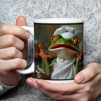Motivtasse Kochender Frosch in Aktion – ein Sprung ins Aroma. - deyoli