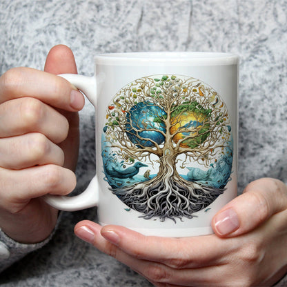 Motivtasse Kosmischer Lebensbaum, verwoben mit Himmel und Erde. - deyoli