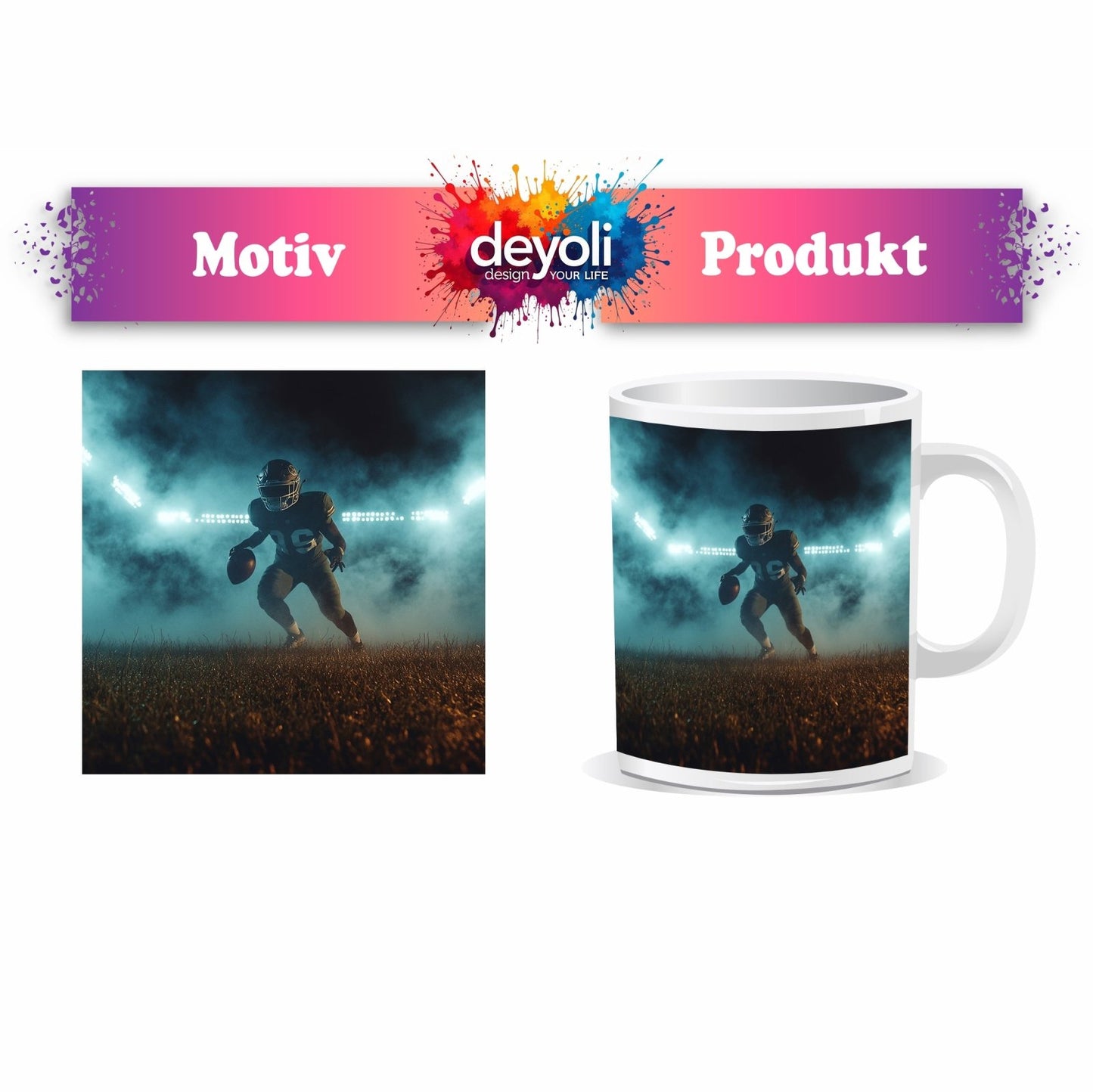 Motivtasse Kraft in Bewegung – ein Moment vor dem großen Spiel. - deyoli